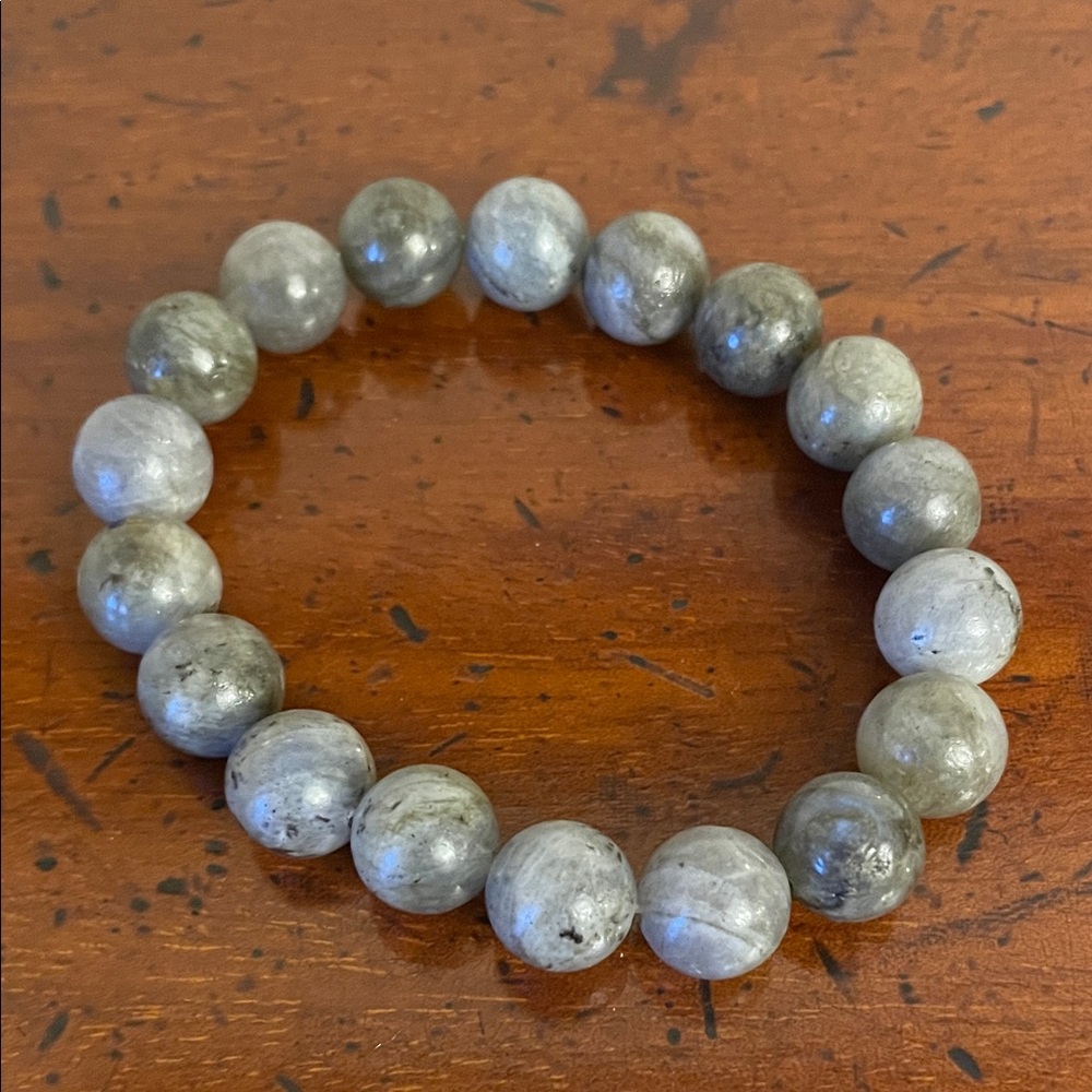 Beaded Bracelet - 10mm gray stone